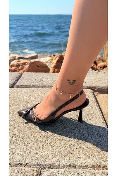 Moonjy Steel Gold Dorika Detailed "Zimra" Anklet