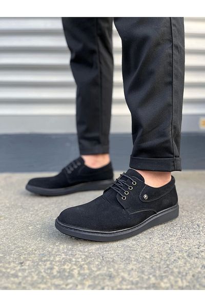 TB Terzi Bey Tb0610 Clasico Lace-Up Suede Men's Casual Classic Shoes Sst - Black