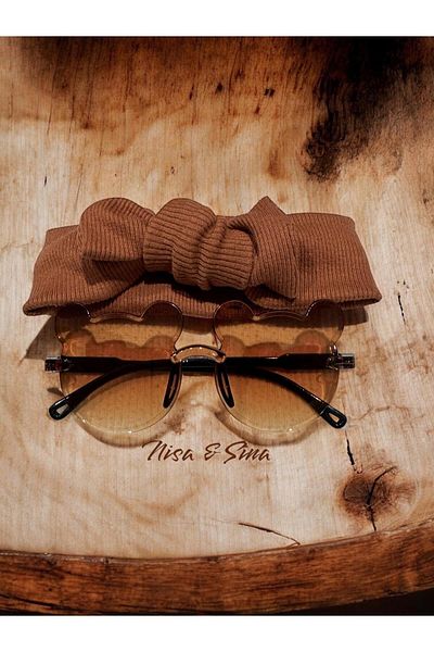 NİSASİNA Colorful Teddy Bear Glasses & Ribbed Hair Band Set of 2