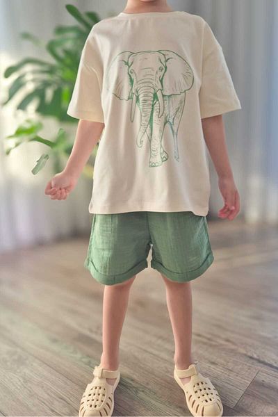 My Baby's World Patterned 100% Cotton Unisex Muslin Shorts Set (Ttye0088)