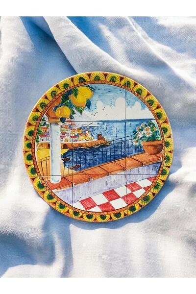 unique florya Duvar Tabağı Mozaik Görünümlü Limon Desenli Dekoratif Tabak Duv...