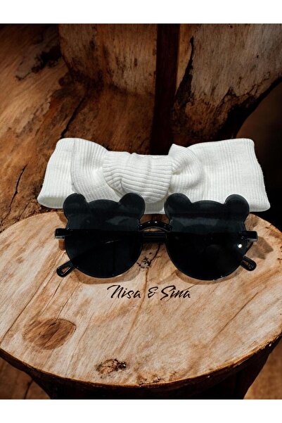 NİSASİNA Colorful Teddy Bear Glasses & Ribbed Hair Band Set of 2