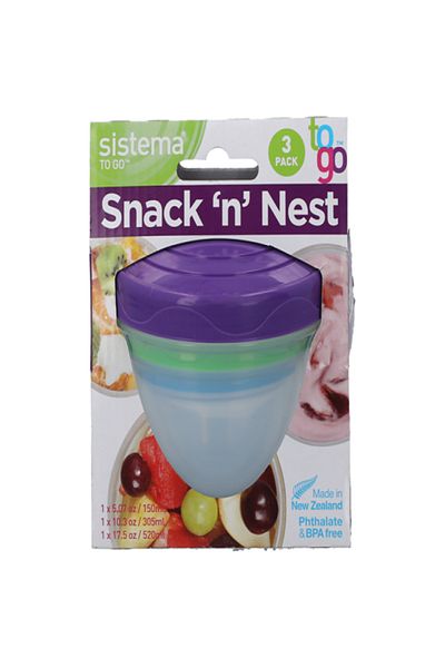 Sistema 3-Piece To Go Snack N Nest Food Container Set