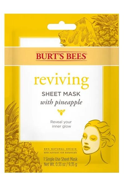 Burt's Bees Reviving Pineapple Sheet Face Mask, 1 single use sheet mask