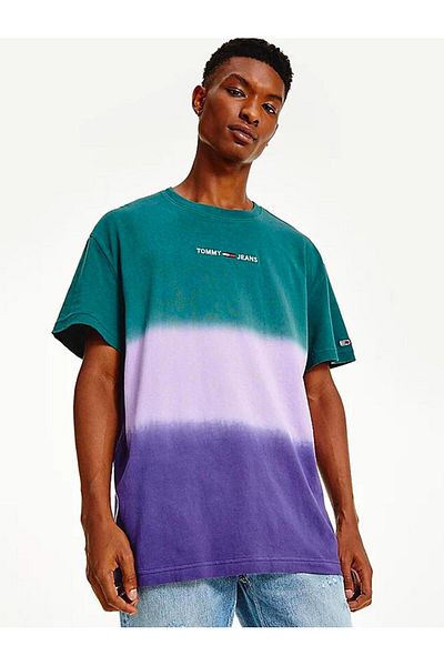 Tommy Jeans Colour Block Dip Dye T-Shirt, Violet Viola