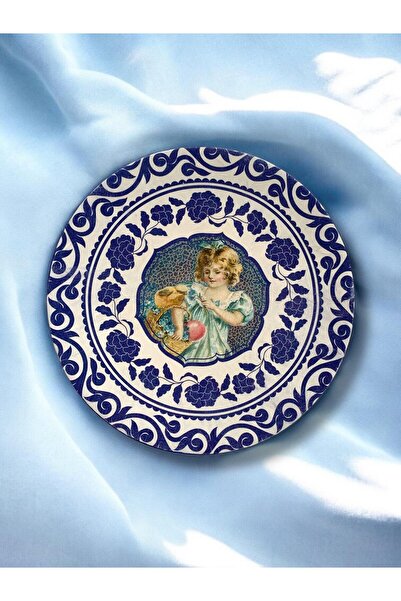 unique florya Duvar Tabağı Blue Blanc Dekoratif Tabak Duvar Süsü El Yapımı 26...