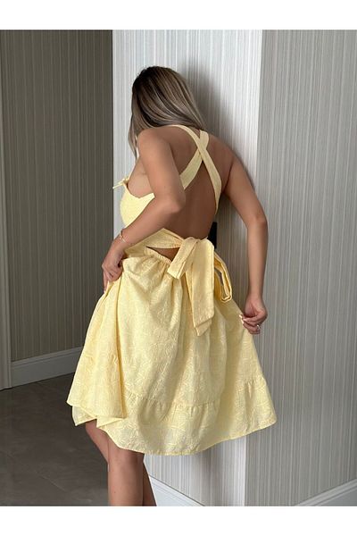 BRGCLOTHING Imported Design Gipe Ruffle Fisto Back Tie Dress