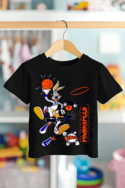BookOrBook Tricou pentru copii Bunny și Daffy Basketball 100% bumbac de calit...
