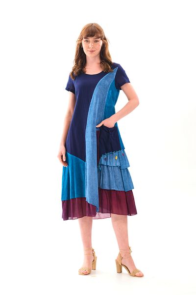 Butik Esra Kandemir Summer Cotton Washable Fabric Lining Floored Authentic Large Size Dress - 1040