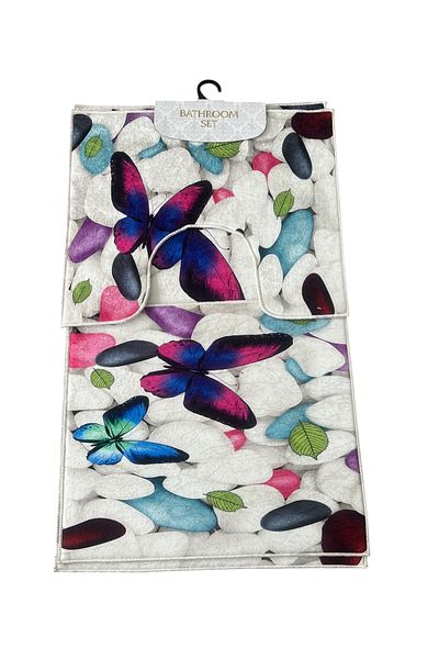 PATRU ANOTIMPURI Covor de baie 3 piese, antiderapant, lavabil, 60x100/50x60/50x60 cm