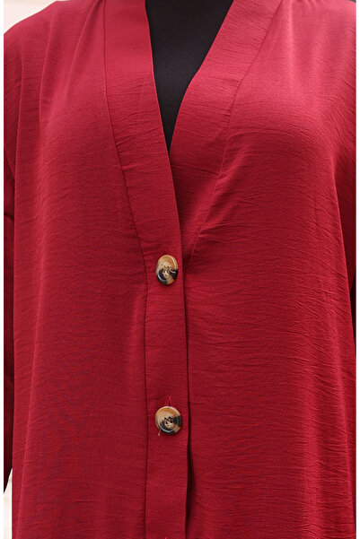 sefamerve Boydan Düğmeli Uzun Tunik 0096-03 Bordo
