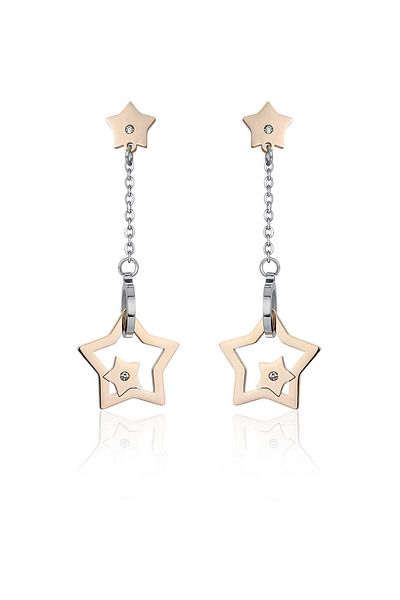 Luca Barra - Earrings with Pink Stars and White Crystals OK1024