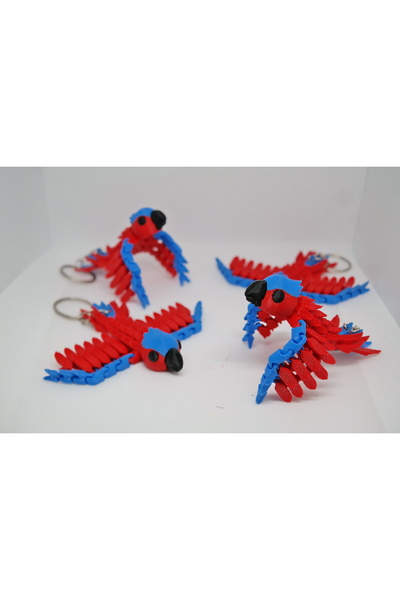 Uzman3D أجنحة استوائية – سلسلة مفاتيح ببغاء متحركة