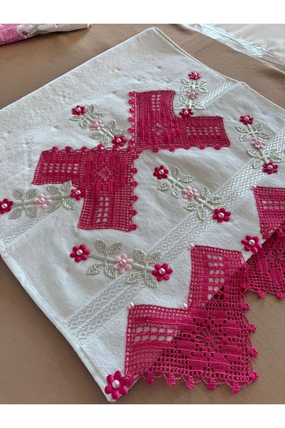 TUTUYA TEXTIL Χειροποίητο μοντέλο πεταλούδας Δαντελένια πετσέτα προσώπου Πετσέτα προίκας
