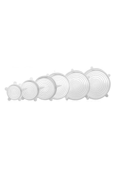 OEM Capace flexibile din silicon reutilizabile, set de 6 bucăți, extensibile, diferite dimensiuni, folie de schimb