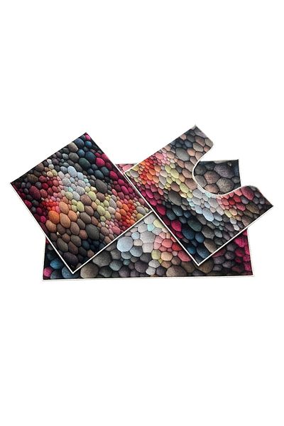 PATRU ANOTIMPURI Covor de baie 3 piese, antiderapant, lavabil, 60x100/50x60/50x60 cm