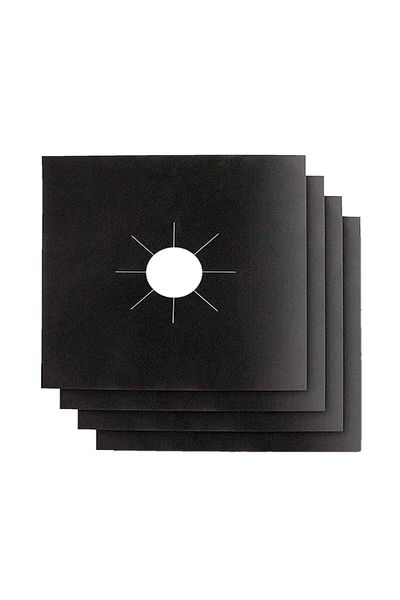 OEM Set de 4 folii de protecție reutilizabile, compatibilitate universală, pentru plită și aragaz, 27 cm, negru