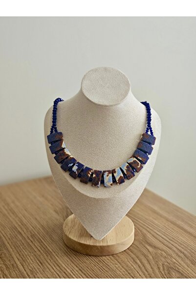 OEM Lacivert Desenli Gerdanlık | El Yapımı Renkli Miyuki Kolye