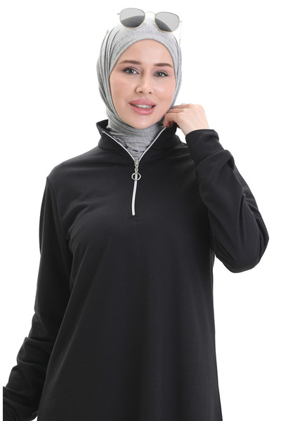 sefamerve İki İplik Tunik Pantolon İkili Takım 2068-04 Siyah