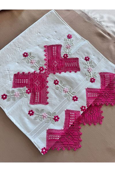 TUTUYA TEXTIL Χειροποίητο μοντέλο πεταλούδας Δαντελένια πετσέτα προσώπου Πετσέτα προίκας
