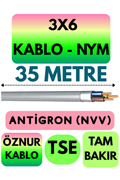 Avarson Öznur 3X6 ANTİGRON (NYM) Kablo (Gri) Metre Seçenekli 35 METRE