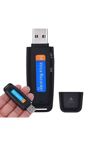 Spionescu USB stick with voice recorder, Spy, audio recording up to 12h, TF Card Slot, quick activation