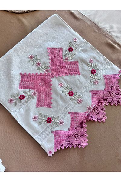 TUTUYA TEXTIL Χειροποίητο μοντέλο πεταλούδας Δαντελένια πετσέτα προσώπου Πετσέτα προίκας