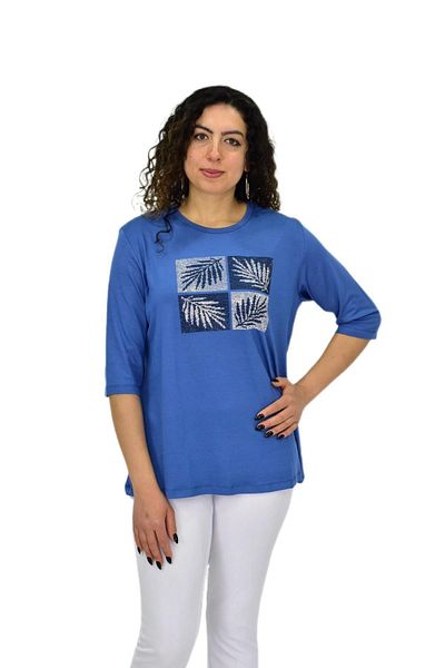 Caftan Γυναικεία κοντομάνικη πέτρινη μπλούζα BGL-ST04710