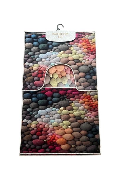 PATRU ANOTIMPURI Covor de baie 3 piese, antiderapant, lavabil, 60x100/50x60/50x60 cm