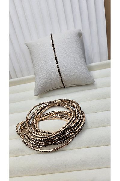 AURA Zircon Stone Waterway Bracelet Black&Gold