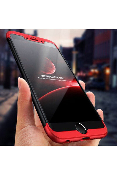 OEM Θήκη Apple iPhone 7 Plus, FullBody 360° 3 σε 1 Μαύρο-Κόκκινο