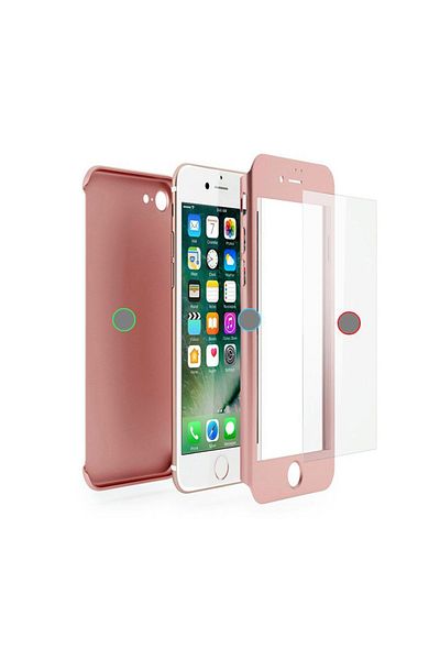 OEM Carcasă Ipaky Full Cover 360 + folie de sticlă, auriu-roz