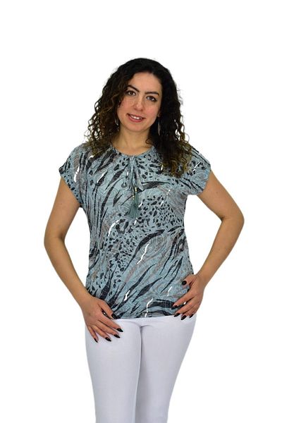 LİNSOLİTA Women's Short Sleeve Printed Blouse Bgl-St04706