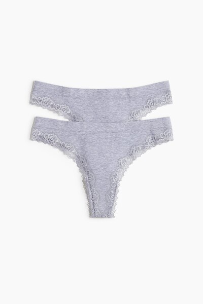 H&M 2'li Dantel Şeritli Dikişsiz Thong Külot