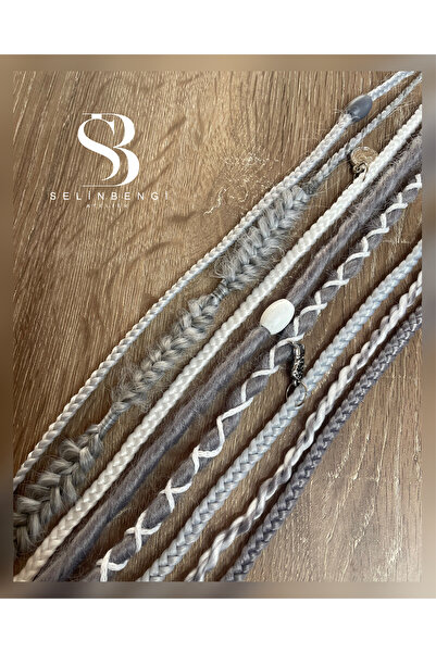 Selin Bengi Rasta African Braided Buckle 8 Li - Gray Tones & White