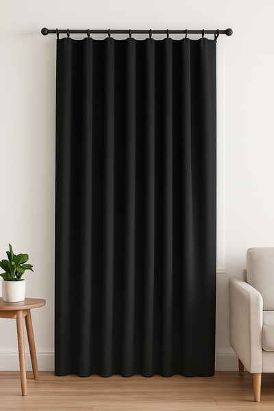 Luvora Home Nova Series Pleatless Linen Background Curtain - Black
