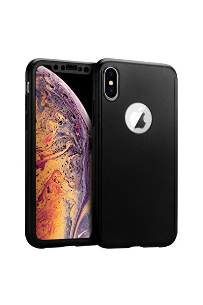 OEM Θήκη πλήρους προστασίας 360° - για iPhone XS MAX - Μαύρη - (μπροστά + πίσ...