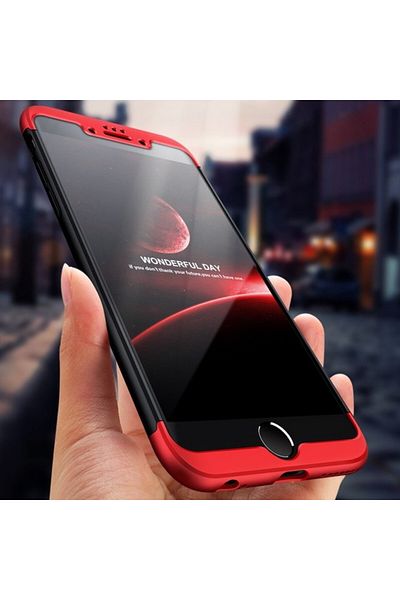 OEM Carcasă Apple iPhone SE2, FullBody 360° 3 în 1, negru-roșu