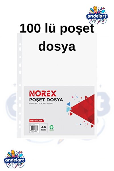 andelart 100 Adet A4 Şeffaf Dosya Föy Poşet Dosya