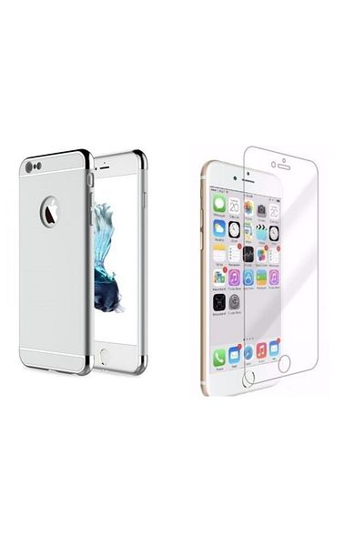 OEM Pachet husă Apple iPhone 7 Plus, MyStyle Elegance Luxury 3in1 argintiu, folie de protecție din sticlă gratuită