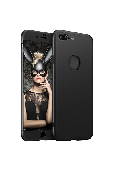 OEM Husa de telefon Apple iPhone 7 Plus oferă protecție Slim 3 în 1 Lux Design Negru + Folie de sticlă