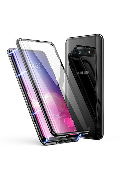 OEM Carcasă magnetică 360° (față + sticlă spate) pentru Samsung Galaxy S10, neagră