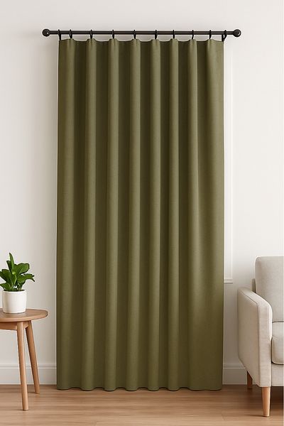 Luvora Home Nova Series Pleatless Linen Background Curtain - Khaki