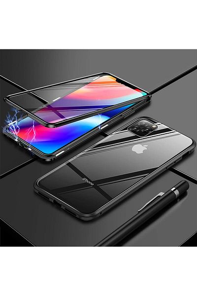 OEM Carcasă magnetică 360° (față + sticlă spate) pentru iPhone 11 Pro, neagră