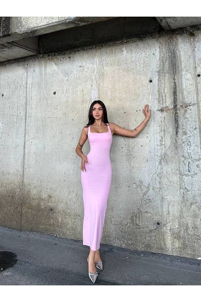 MetuCA Square Neck Dress – Midi Dress with Corsage Detail