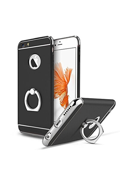 OEM Carcasă Apple iPhone 6/6S, Elegance Luxury 3in1 Ring Negru