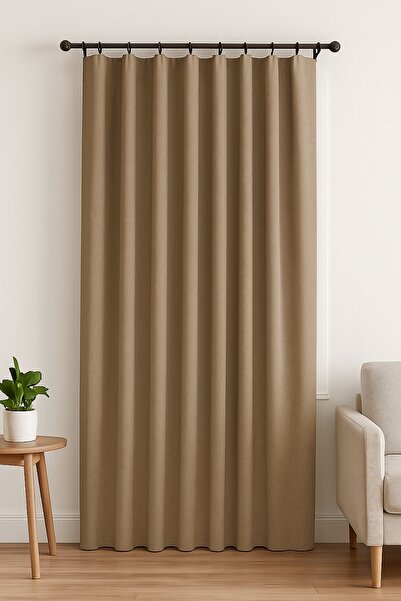 Luvora Home Nova Series Pleatless Linen Background Curtain - Beige
