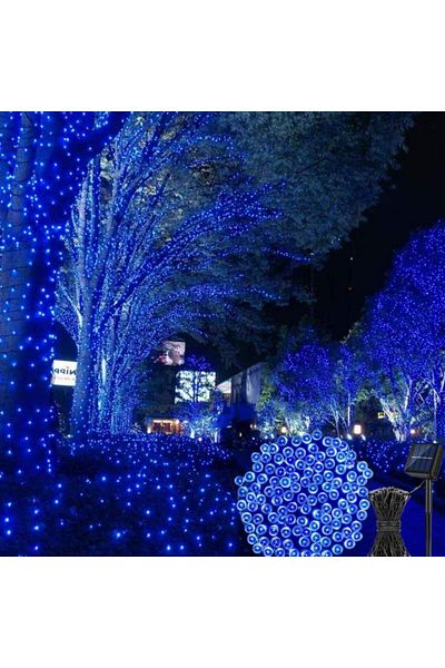SIKS Lumină solară de Crăciun, tip șir, exterior, cu alimentare solară, LED, 12 metri, 100 LED-uri, 1200 mAh