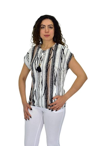 LİNSOLİTA Women's Short Sleeve Printed Blouse Bgl-St04695
