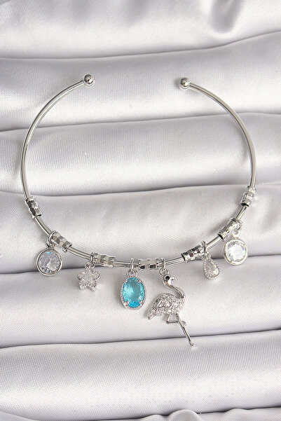 Angel Of Life سوار نسائي من النحاس الفضي اللون متدلي بحجر الزركون فيلامينغا -...